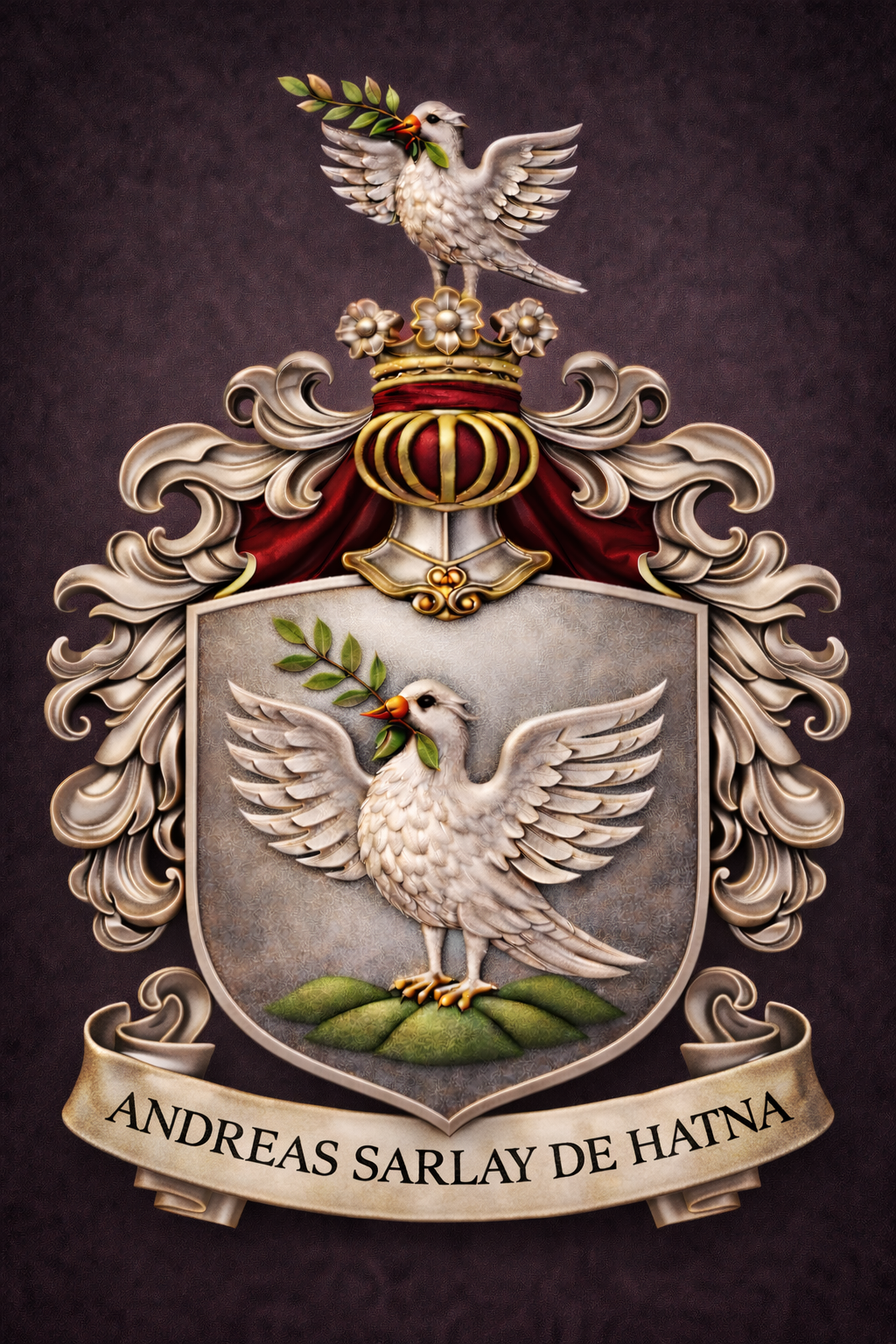 3D erb představuje rekonstrukci znaku Andrease Sarlaye de Hatna na základě dochované pečeti z 18. století.